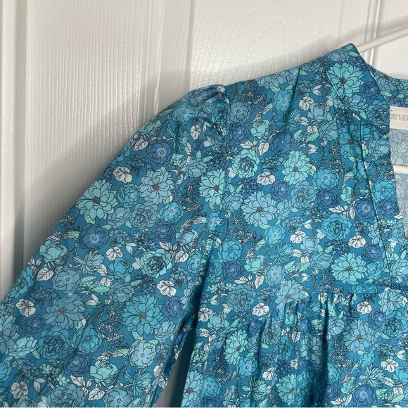 Beverly Drive Tuckernuck Blue Floral Tiered Mini Dress Retro Cottagecore S - Picture 7 of 12